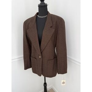 VTG Alexander Julian Wool Blazer Brown Padded Shoulders Made in USA Sz 10 NWT